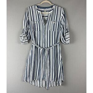 Tommy Bahama Blue and White Striped Long Sleeve Dress